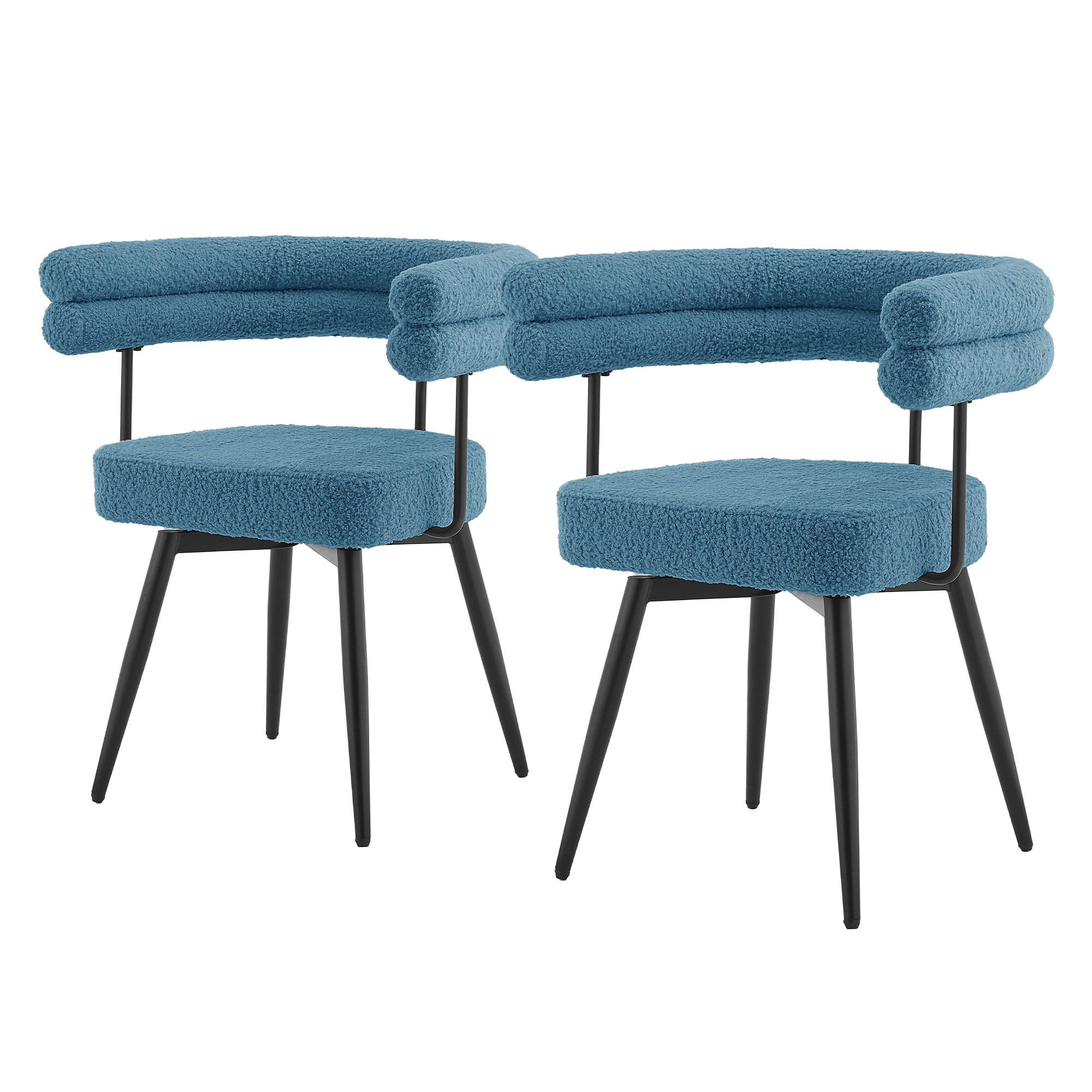 JÍDELNÍ ŽIDLE otočné, sada 2 ks, modrá plyšová látka - modrá/černá, kov/textil (63/75/55cm) - ML-DESIGN