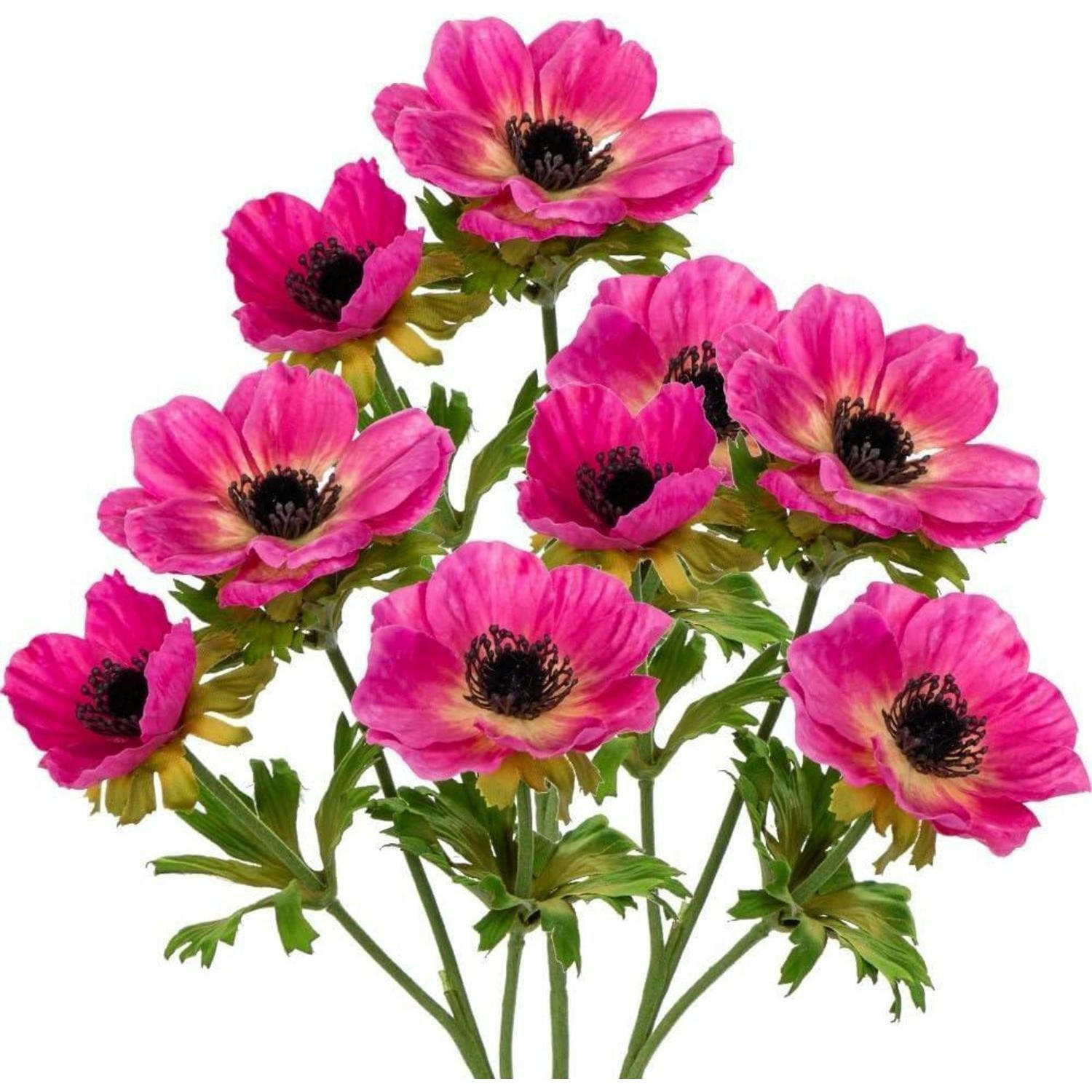 KUNSTBLUMEN 3er Set Anemonen Rosa 55 cm - Rosa, Kunststoff (55cm)