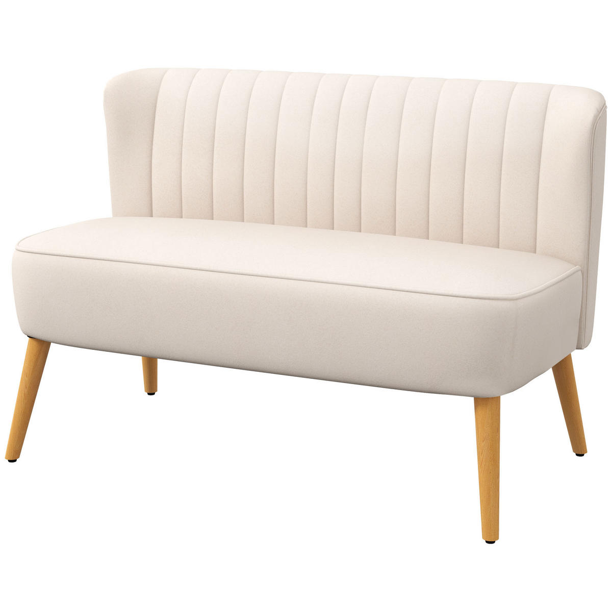 2-SITZER-SOFA DE-06576 Holzbeine Cremeweiß - Creme, Holz/Textil (117/77/56.5cm) - ComfortXL