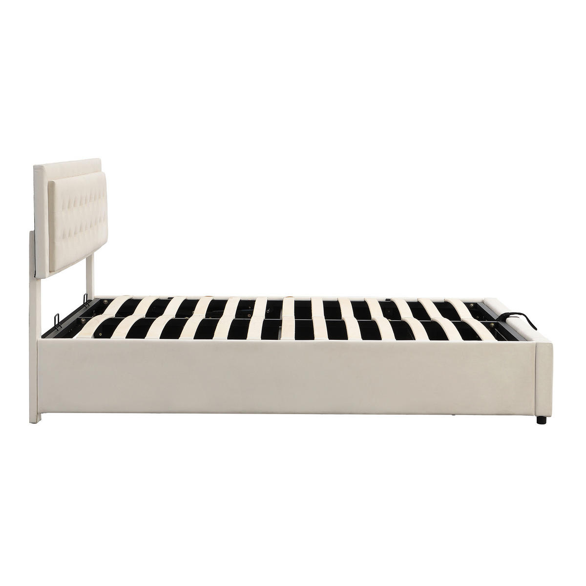 BETT mit Bettkasten und Schubladen 160x200 cm Samt Beige - Beige, Metall (160/200cm) - Meubliv