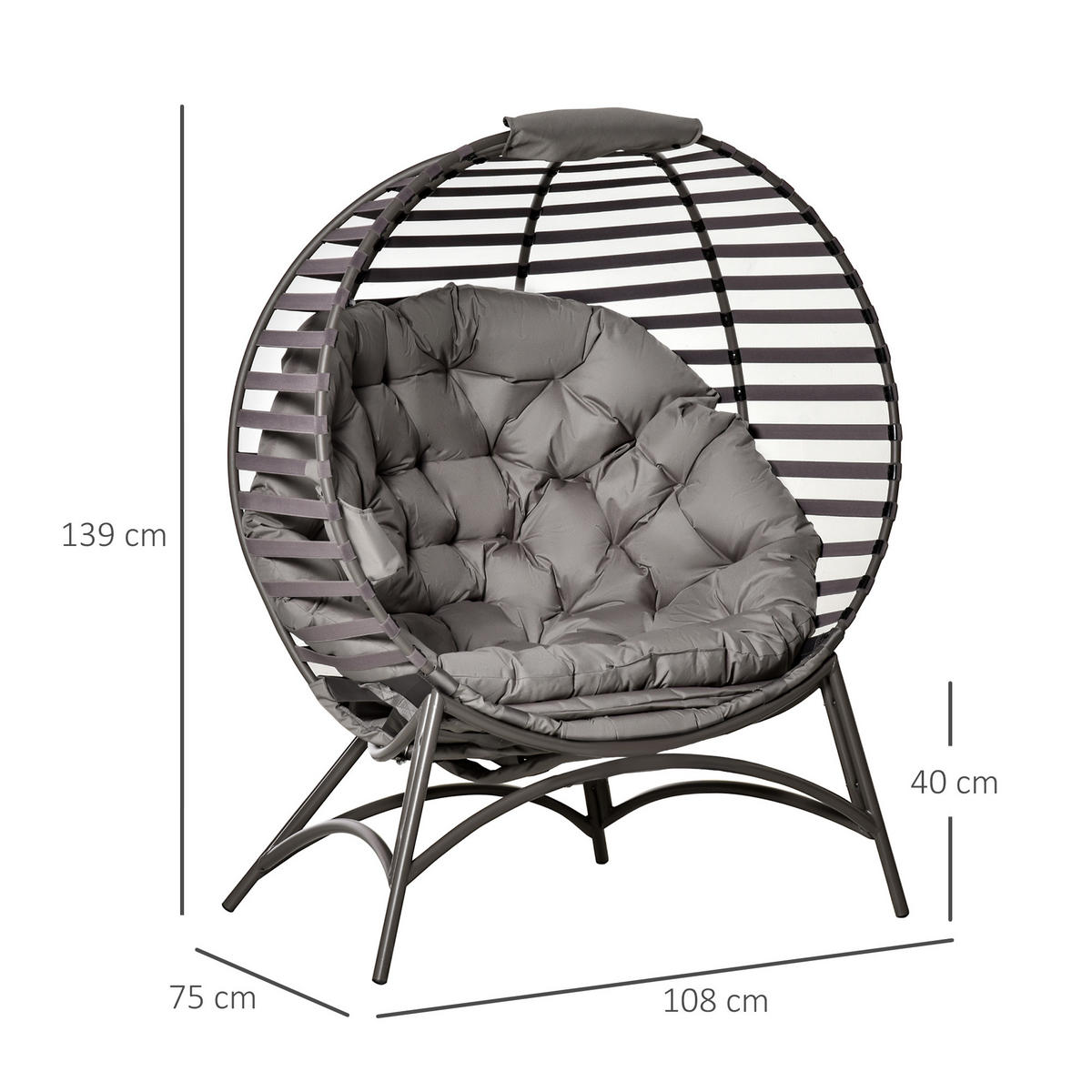 PAPASANSESSEL, Stahl, Sand - Sandfarben, Metall (75/139/118cm) - Outsunny