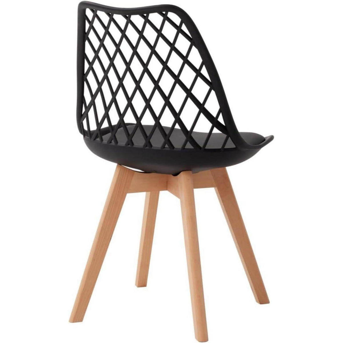ESSZIMMERSTUHL 8er-Set mit Netzrückenlehne und Buchenholzbeinen Schwarz - Schwarz, Kunststoff (41/82.5/41cm)