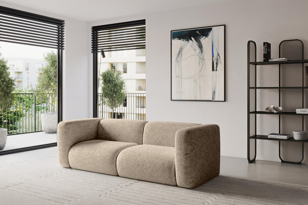MODULARES Sofa 2-SITZER MIRA-S1 228x89x70 Braun cm Velours - Schwarz/Braun, Holzwerkstoff/Kunststoff (228/70/89cm) - ALTDECOR