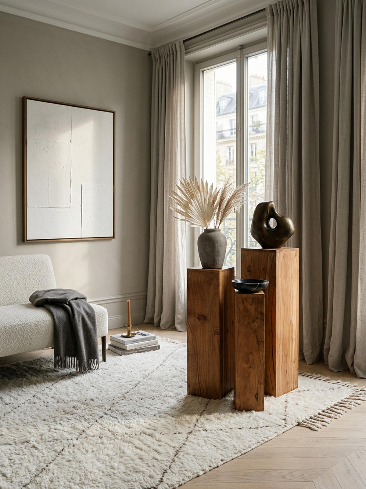 BEISTELLTISCH 3er Set Massivholz Ineinander Verstaubar Einzigartige Maserung, Beige 24x24x85 cm - Beige, Holz (24/24/85cm) - KADIMA DESIGN