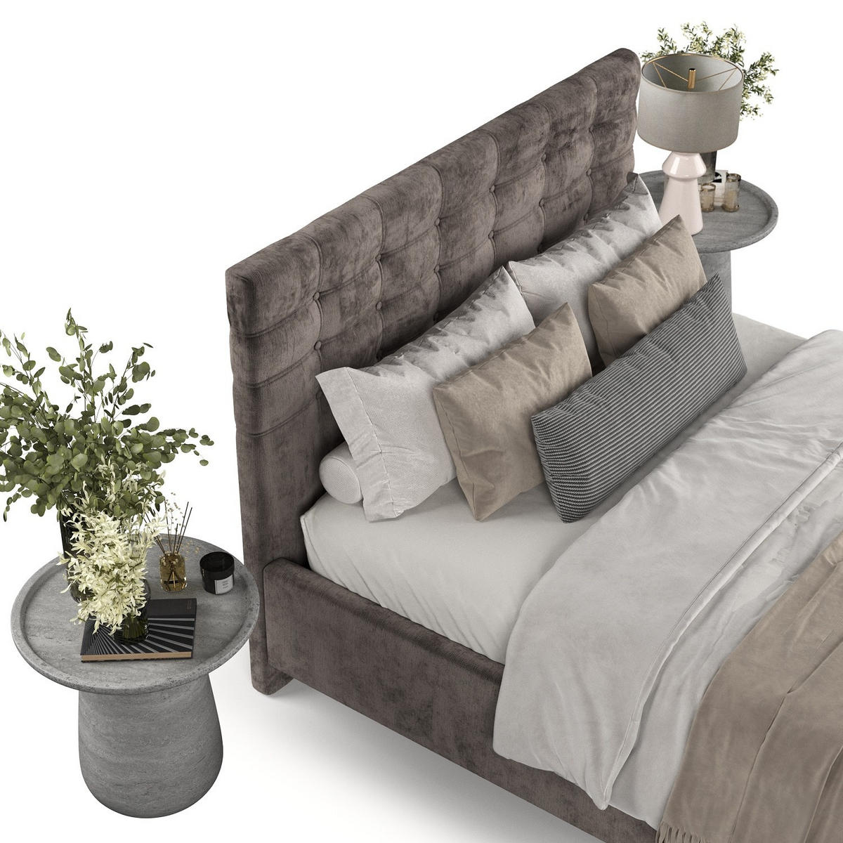 POLSTERBETT Soma 140/200 cm Braun im Lotta Stoff - Naturfarben/Braun, Holz/Holzwerkstoff (140/200cm) - AltaBeds