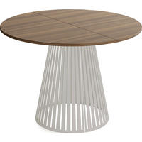 ESSTISCH Naro rund ausziehbar mit Lamellen-Metallgestell in Grau-Beige, Walnuss Braun 120-200/120/76 cm - Kaschmir/Walnussfarben, Holzwerkstoff/Metall (120/196/76cm) - WFL GROUP