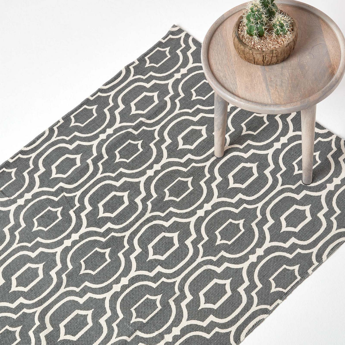 BAUMWOLLTEPPICH Riga geometrisch 160/230 cm - Grau, Textil (160/230cm) - Homescapes
