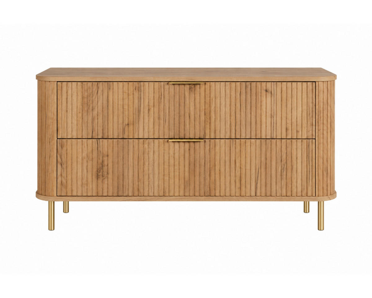 BADEZIMMERSCHRANK : Farbe Eiche Craft, Griff gold, Füße gold, 120 x 41,5 x 66,7 cm - Eichefarben/Goldfarben, Holzwerkstoff (120/66.7/41.5cm) - 3XE LIVING
