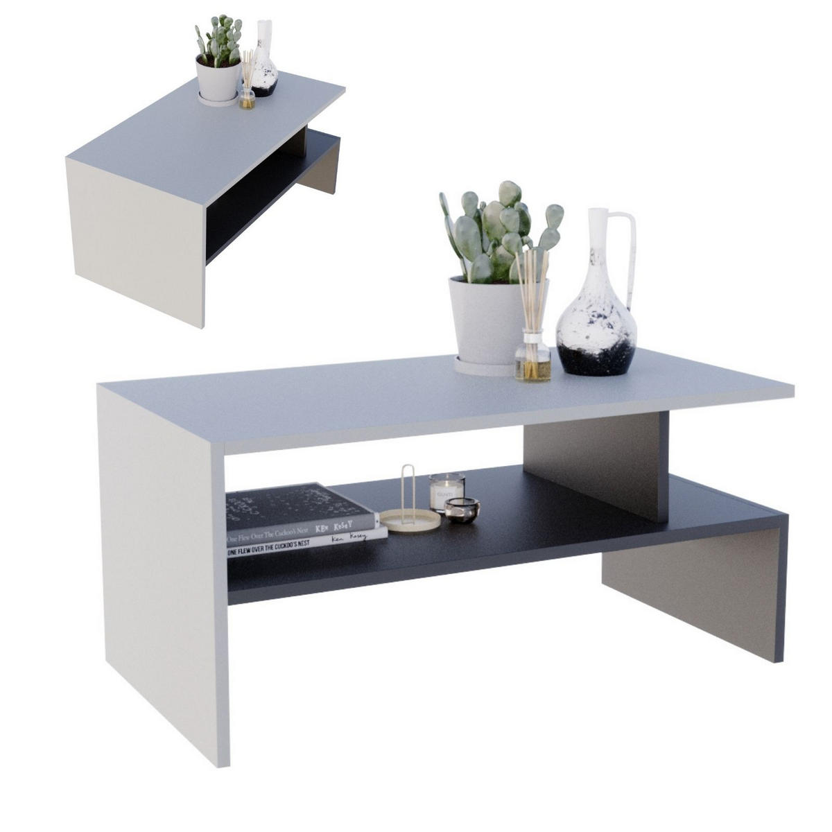 COUCHTISCH Holzwerkstoff rechteckig stabil Dunkelgrau 50/45/93cm - Dunkelgrau/Schwarz, Holzwerkstoff (50/93/45cm) - CraftPAK