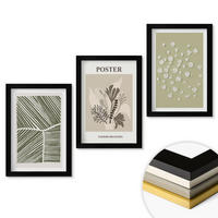 WANDBILDER 3er-Set - 20x30 cm Schwarzer Rahmen - Gedämpfte Pflanzenmotive - Schwarz, Kunststoff (20/30cm) - ArtPrintCave