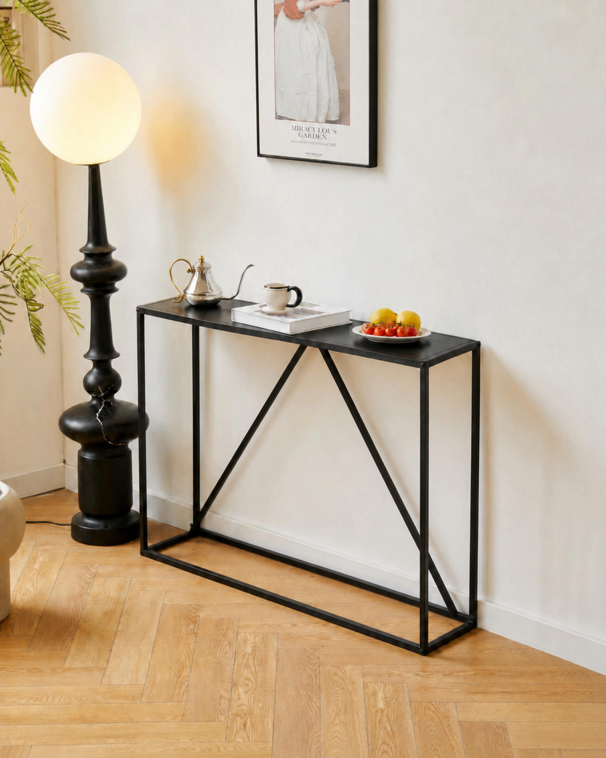 KONSOLENTISCH Rechteckig Schwarz 90 x 30 x 80 cm - Schwarz, Metall (30/90/80cm) - Nordlys