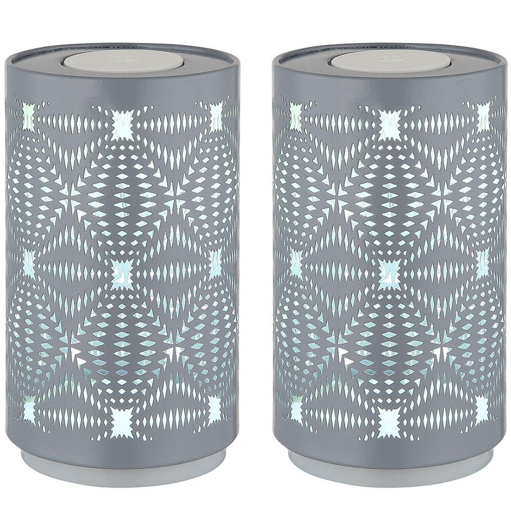 2X LED TISCHLEUCHTE Grau mit Touch-Funktion - Grau, Metall (8/8/14cm) - Globo Lighting