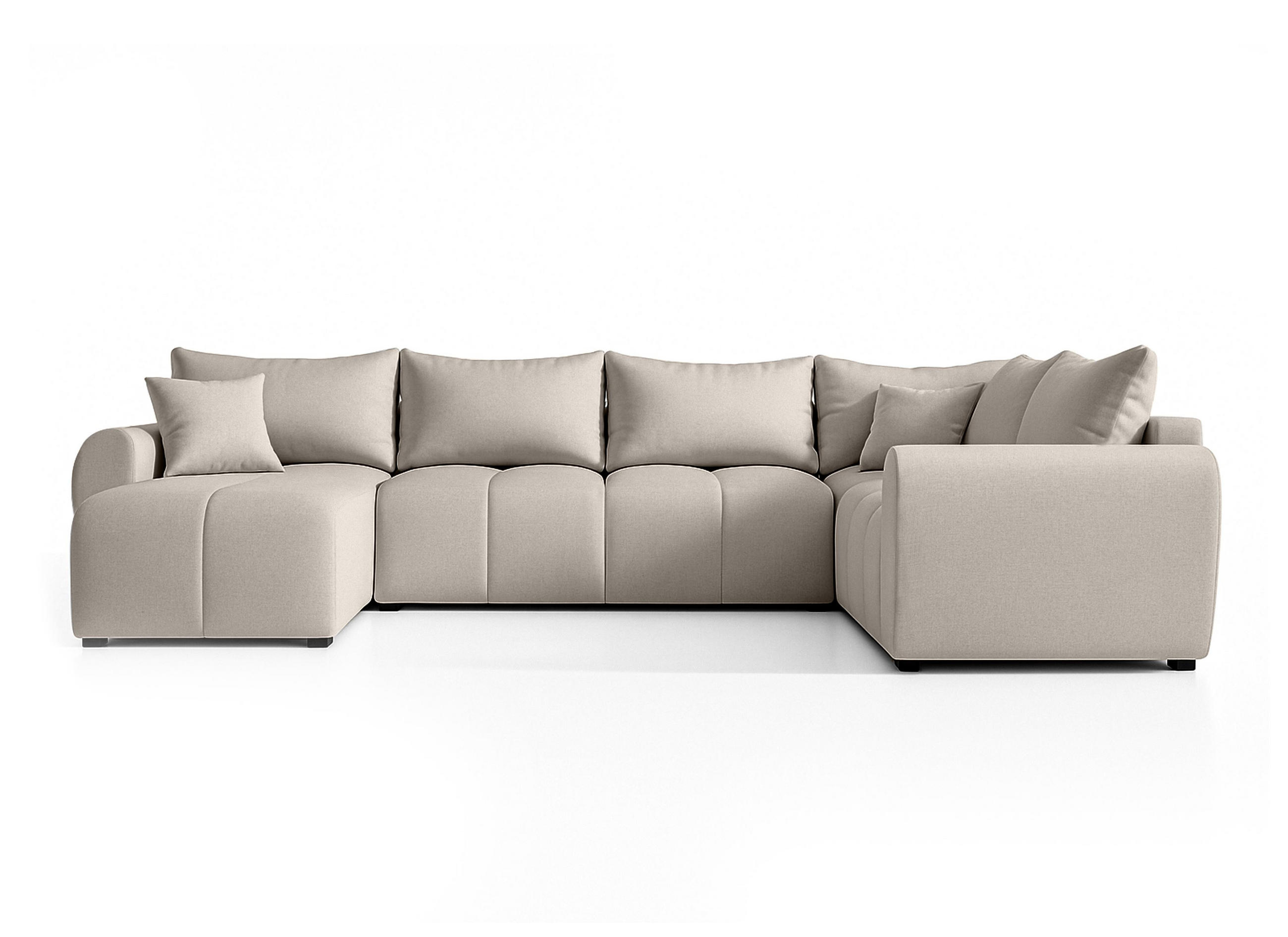 WOHNLANDSCHAFT Malatya U Form MAX Beige 311/145/82 cm mit Schlaffunktion - Beige/Schwarz, Kunststoff/Textil (208/82/303cm) - AX Living