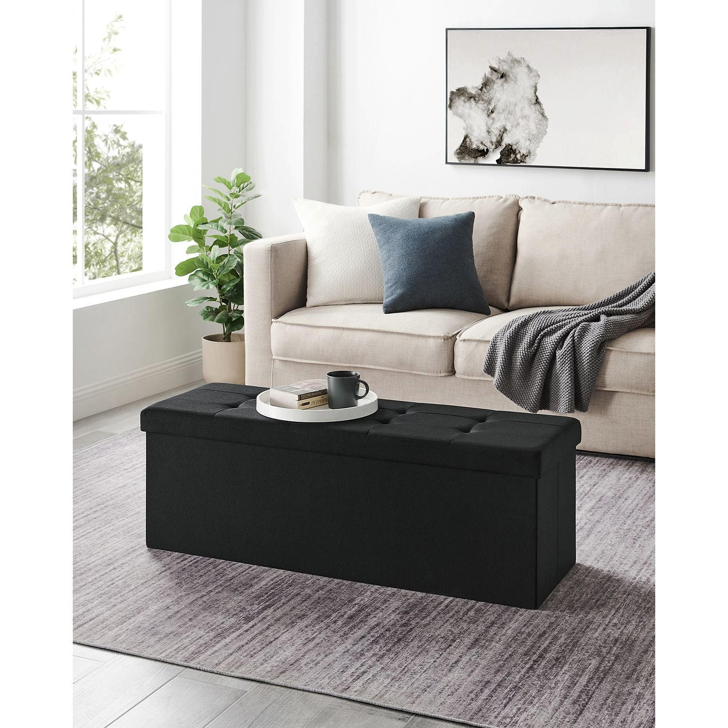SITZBANK VICTORIA - Schwarz, Holzwerkstoff (38/38/110cm) - Hansiro