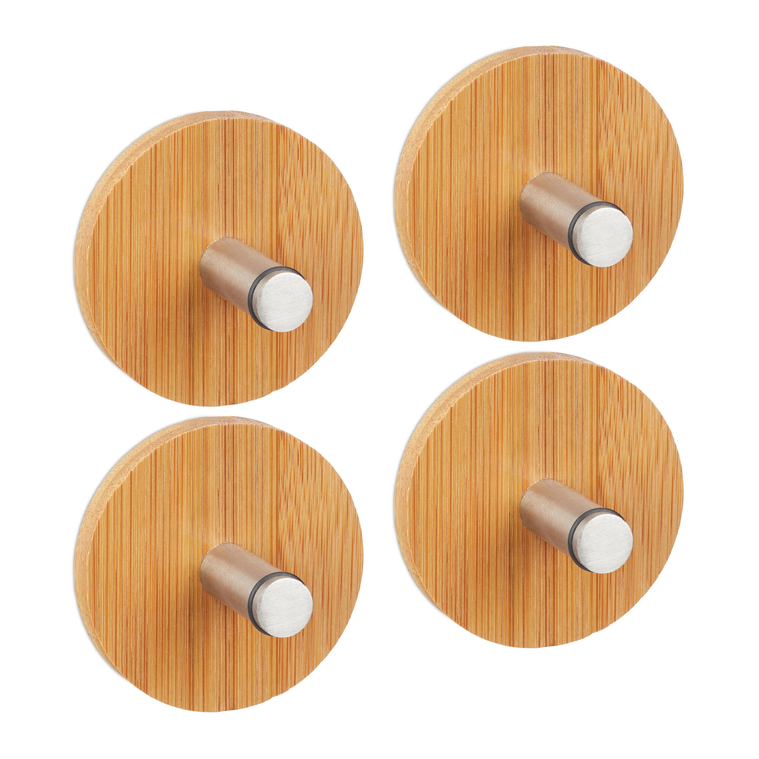 HANDDUKSKROKAR Natur silver 4-pack självhäftande Ljusbrun 6/6/4.5 cm