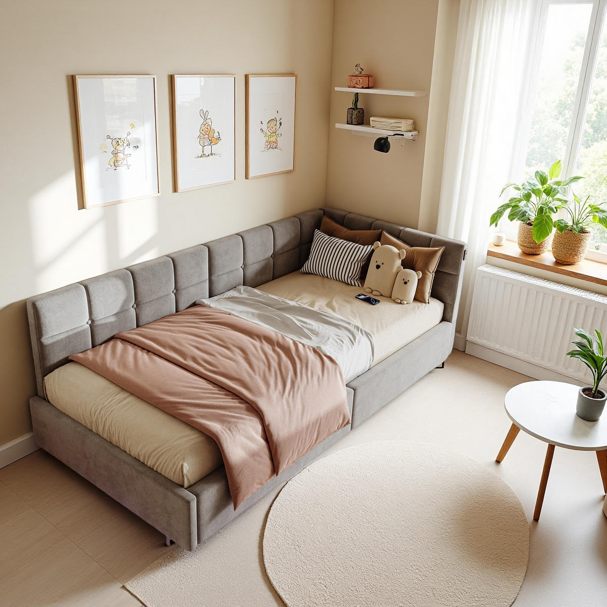 POLSTERBETT 90x200 cm LED Stauraum Lattenrost grau - Grau, Holz (90/200cm) - LEBENLANG