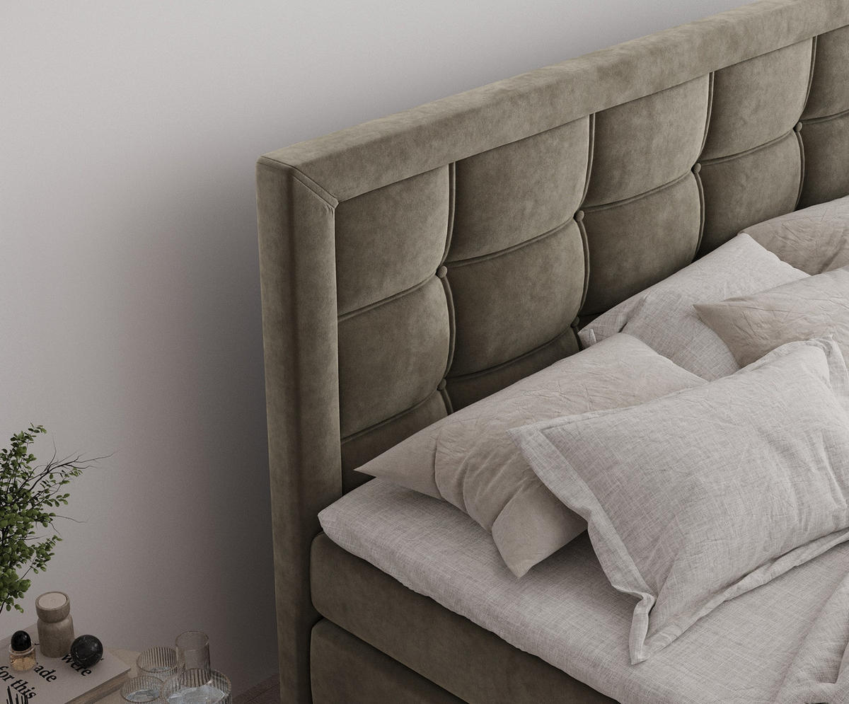 BOXSPRINGBETT Ambrosia Taupe 160/200 cm - Taupe/Schwarz, Holz/Holzwerkstoff (160/200cm) - Maison de Reve