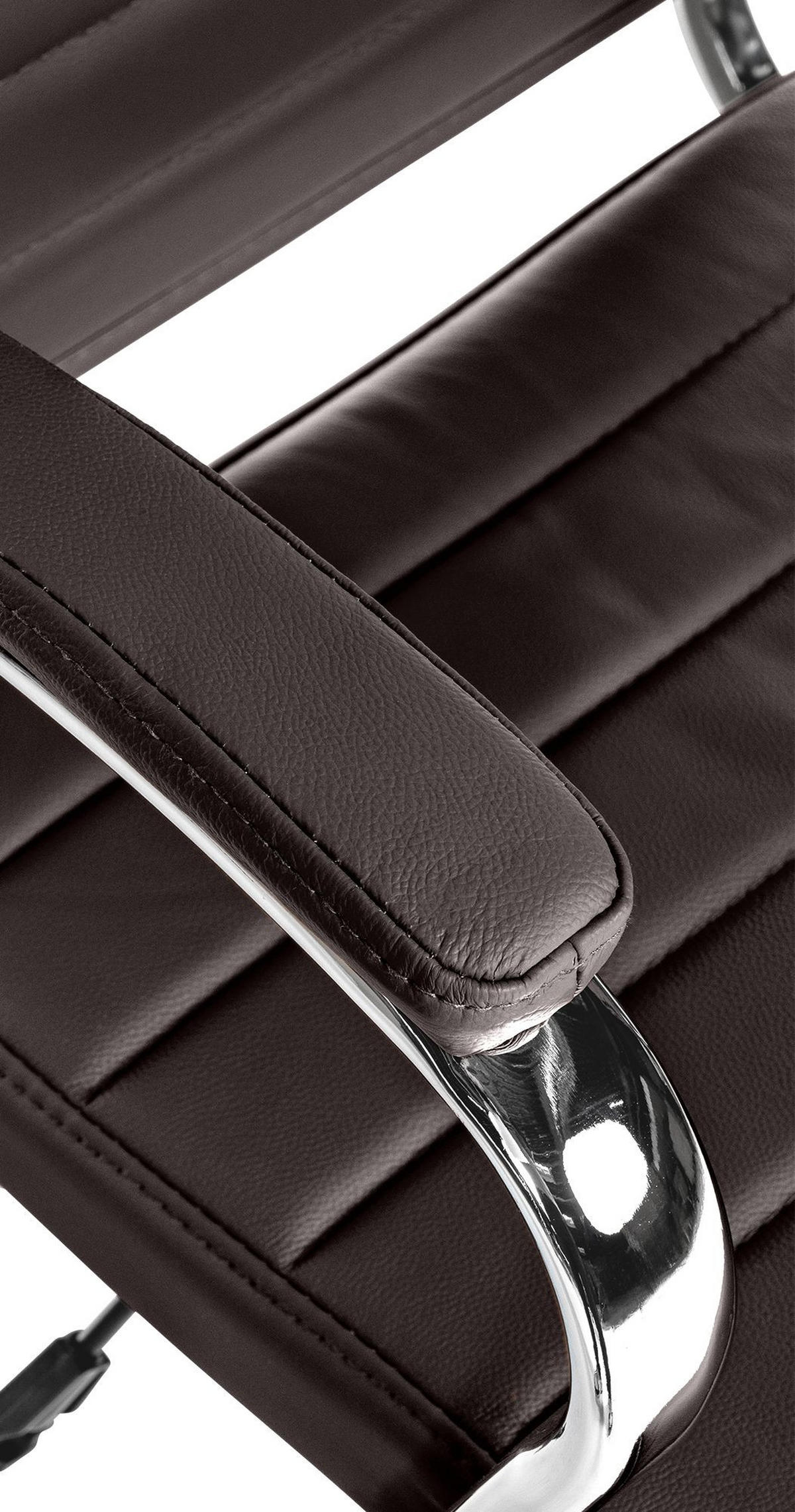 DREHSTUHL Echtleder coffee - Chromfarben/Braun, Leder/Metall (56/102/61cm) - CLP