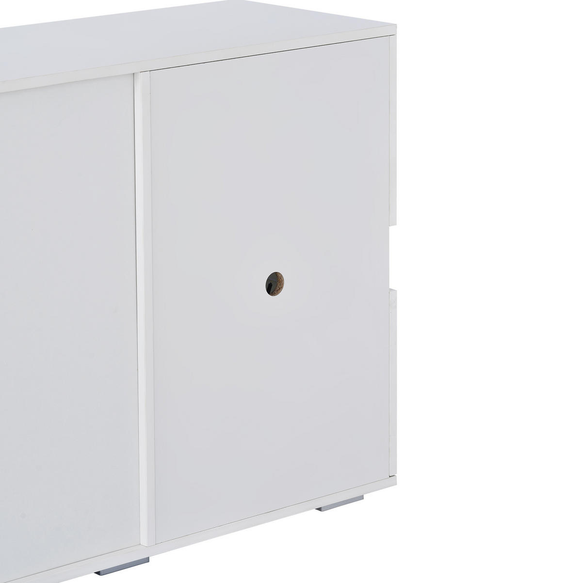 SIDEBOARD aus MDF 140x35x72 cm Weiß mit LED-Beleuchtung, 4 Schubladen und 2 Acryltüren - Weiß, Holzwerkstoff (140/72/35cm) - IVMEU
