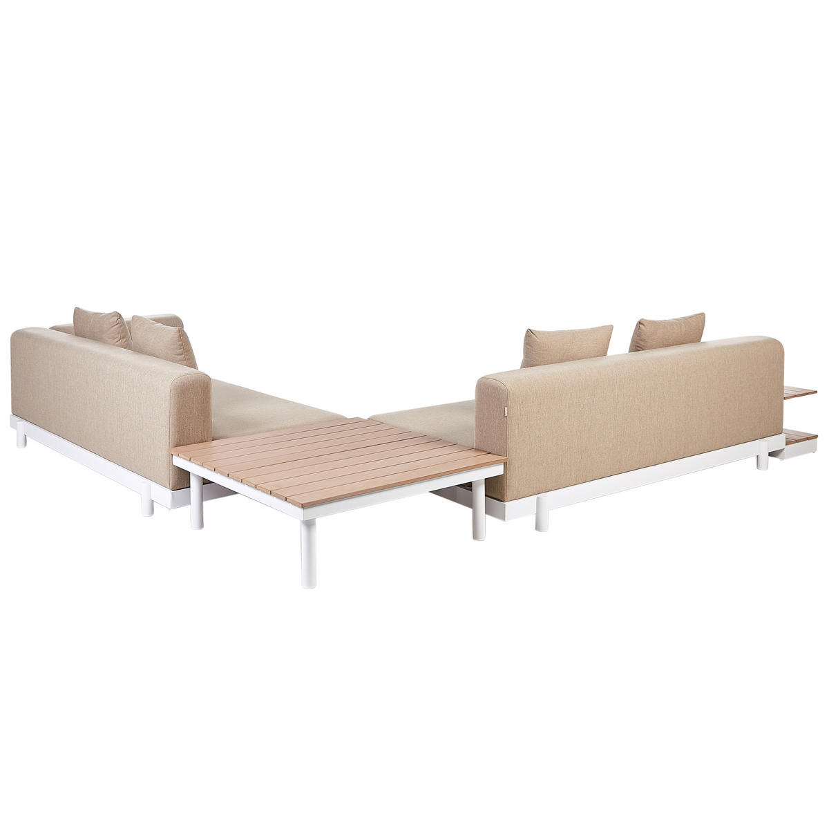 LOUNGE SET 5-Sitzer Aluminium weiß Auflagen beige Missanello - Beige/Weiß, Textil - Beliani