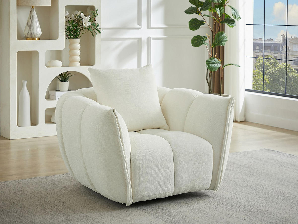 SESSEL mit gerader Rückenlehne - 1 Person - Stoff - Beige - - Beige, Textil (107/68/98cm) - Vente-Unique