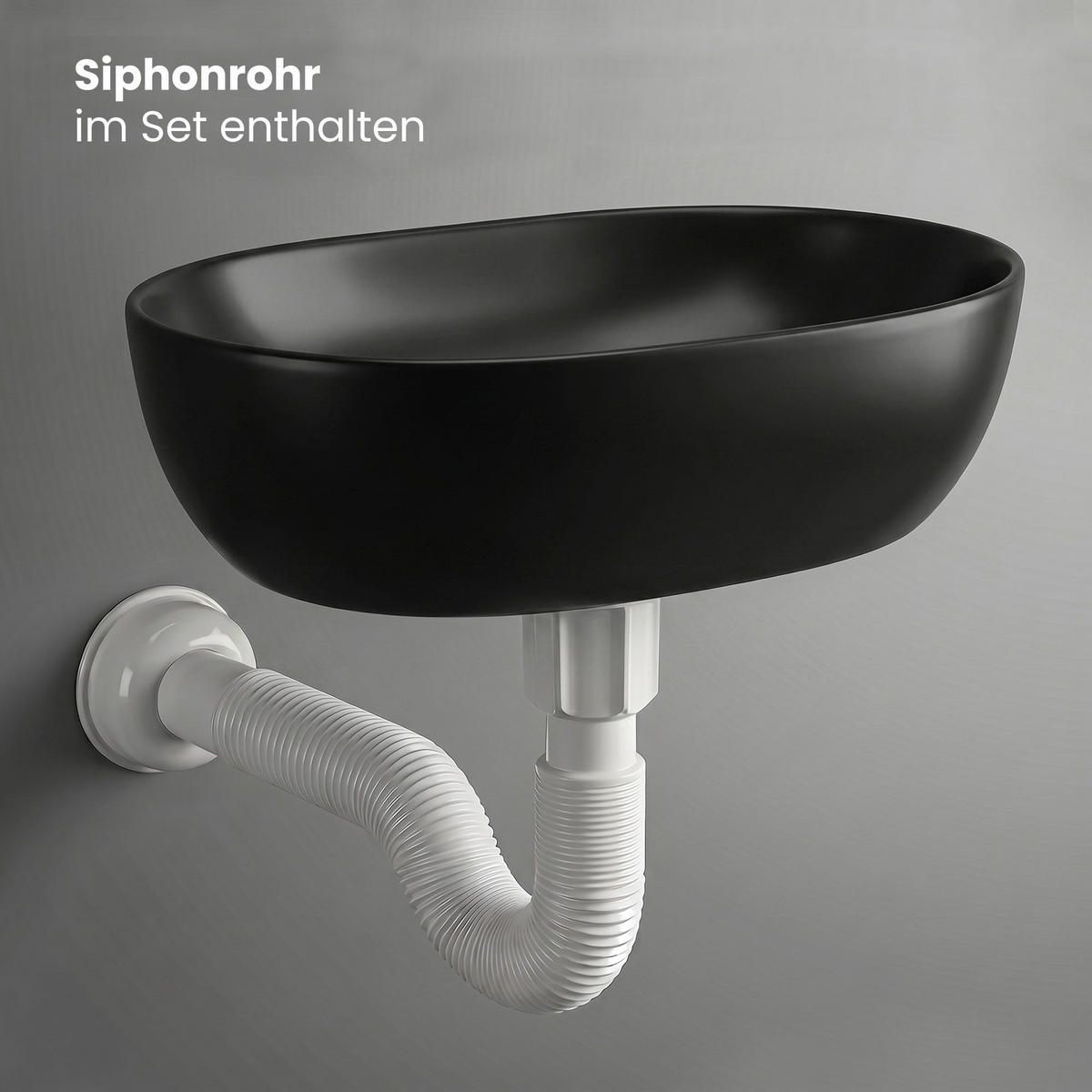 AUFSATZWASCHBECKEN ELIPSE 49 cm Schwarz Matt - Schwarz, Keramik (49/13.5/34.5cm) - Akord