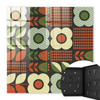 SCHLÜSSELBOX Schwarz 30x30 cm- Türöffnung nach rechts - Fröhliche Blumen - Rot, Metall (30/30/5cm) - TULUP