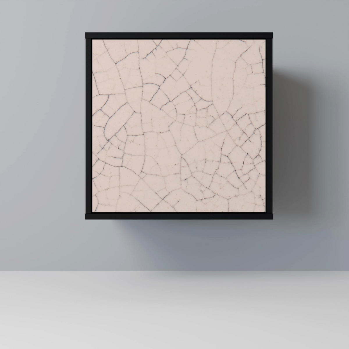 SIDEBOARD CERAMIC TEXTURE, Schwarz, 57,5x42x70,5 cm, Schwarze Metall-Sternfüße - Multicolor/Schwarz, Holzwerkstoff/Metall (57.5/70.5/42cm) - SpaceRebels