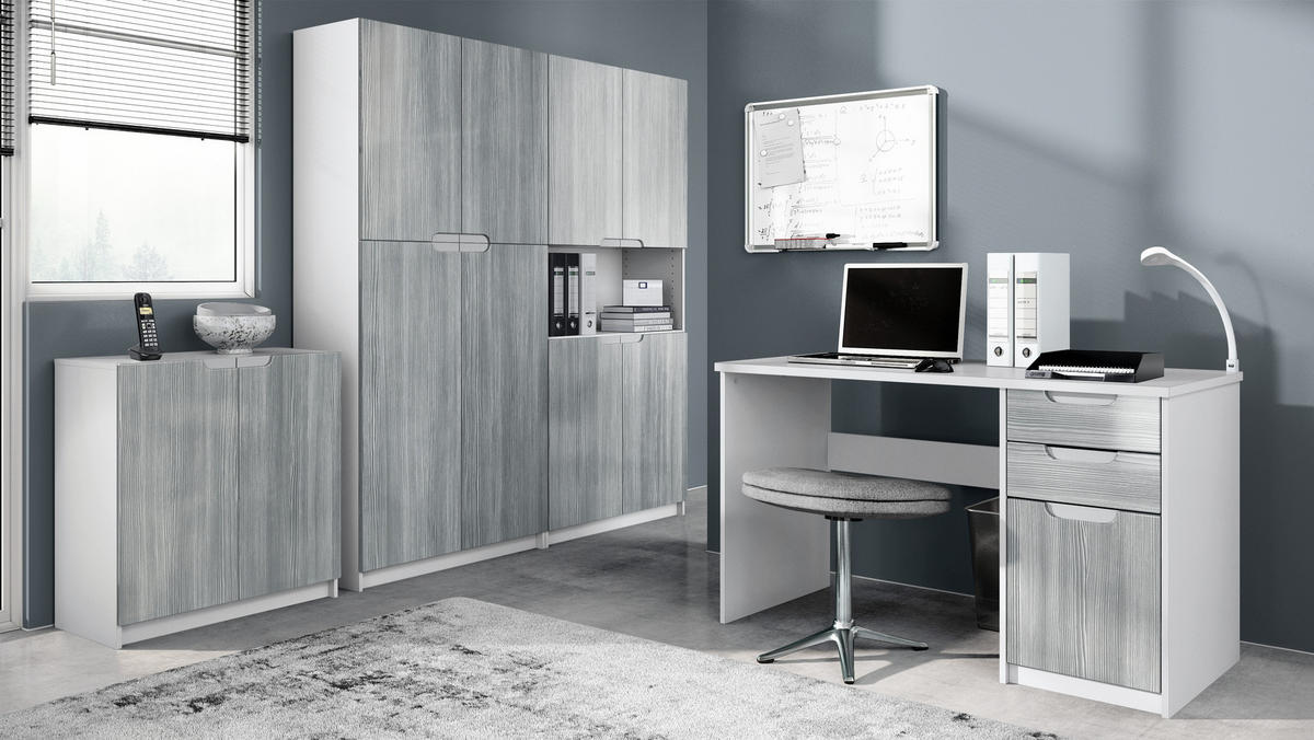 BÜROMÖBELSET Logan Fronten in Avola-Anthrazit - Anthrazit, Holzwerkstoff (246/185/60cm) - Vladon
