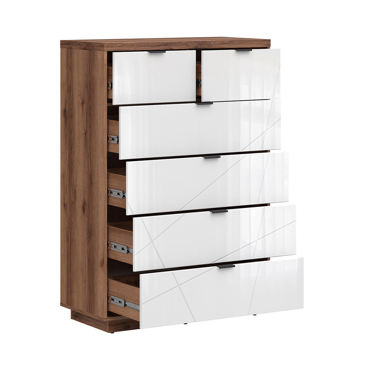 KOMMODE Sven Weiß und Holz - Weiß, Holzwerkstoff (90/130/42cm) - Petits-meubles