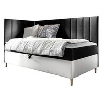 BOXBETT Maja Junior 3, Seite zum Öffnen des Bettkastens: Links - Schwarz/Weiß, Holz (90/200cm) - MIRJAN24