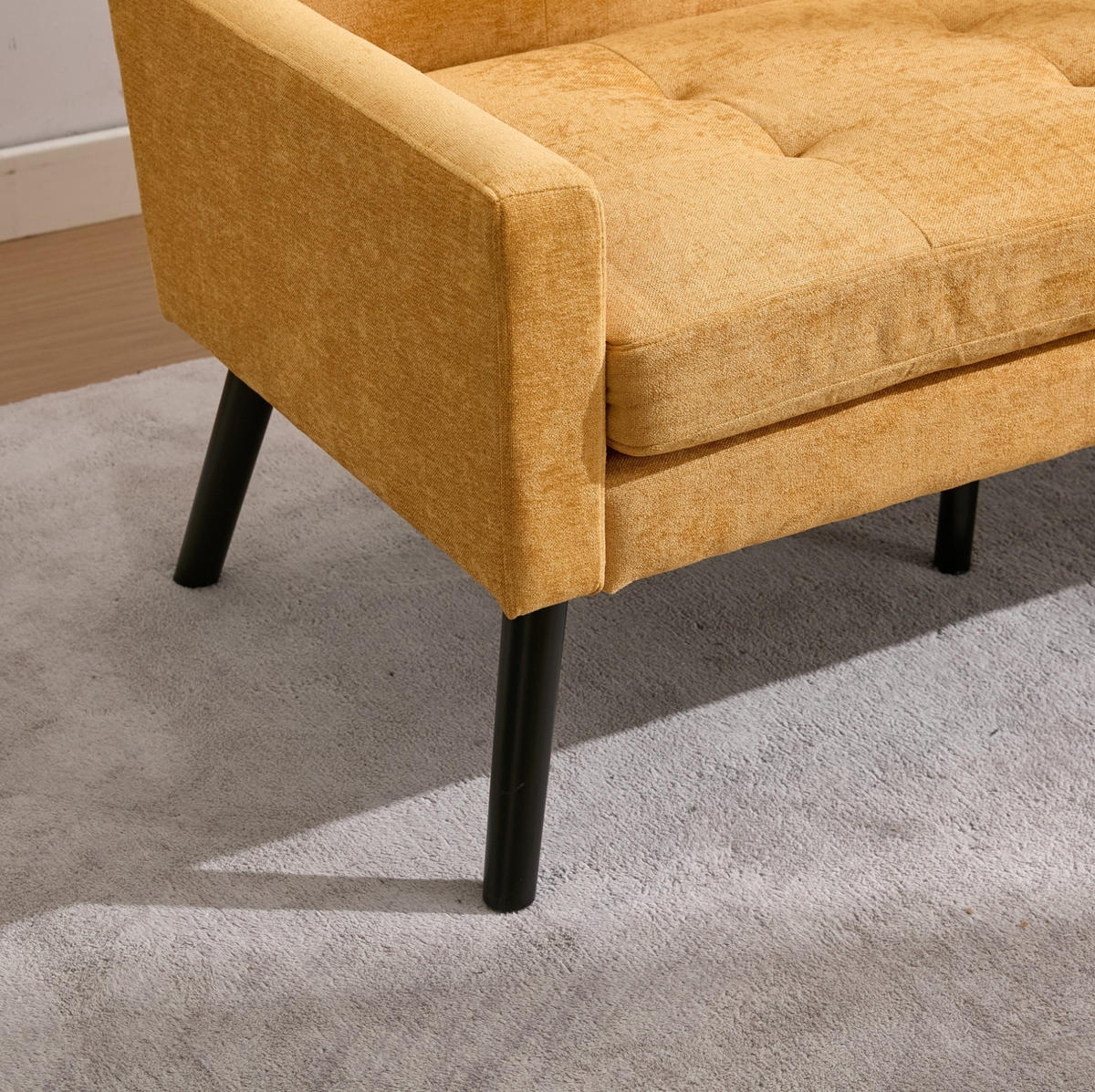 SITZGARNITUR 2-teilig in Gelb mit Tufting und Massivholzbeinen,75/119/88 cm - Gelb, Textil (75/88/119cm) - Flora Grace