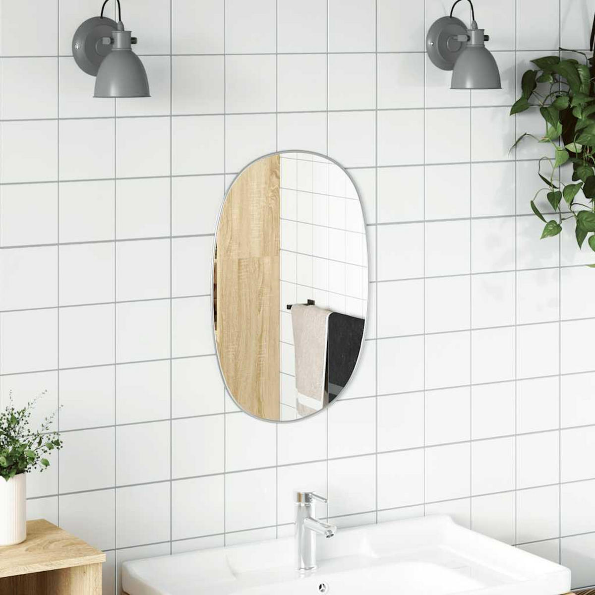 WANDSPIEGEL Silbern 50x35 cm - Silberfarben, Glas (35/50/1cm) - furnicato