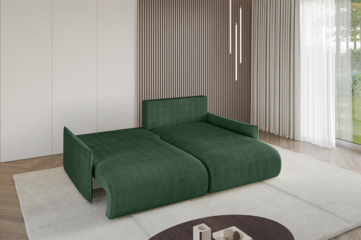 ECKSOFA Ottomane rechts ONESK-L -v1 216x177x72 Grün Cord - Grün, Holzwerkstoff/Kunststoff (177/216cm) - ALTDECOR