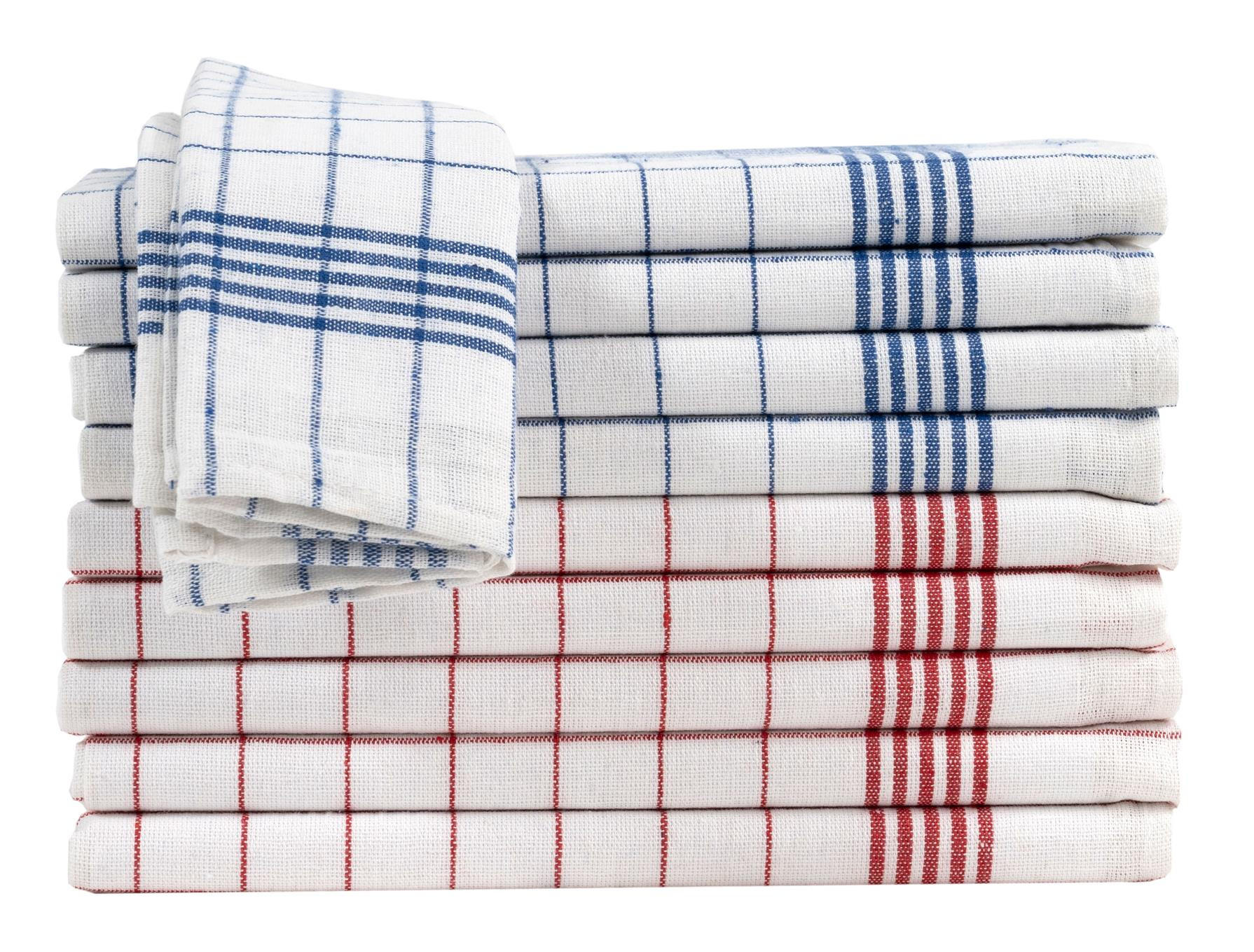 GESCHIRRTÜCHER 50x70 cm im 10er Set aus 100% Baumwolle, Küchentücher Rot Blau - Weiß, Textil (50/70cm) - Carpe Sonno