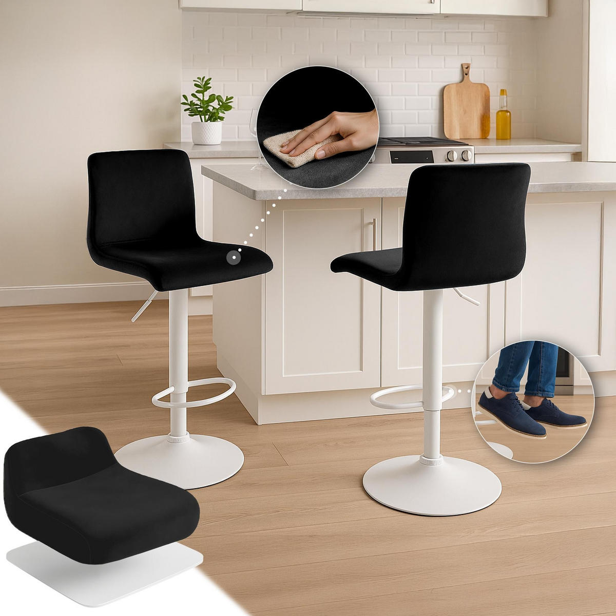 BARHOCKER Hover 83x39x36 cm schwarz - Schwarz, Textil (39/83/36cm) - furnicato