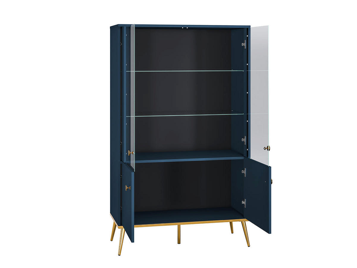 VITRINE – 92 cm – Marine – Blau - Blau, Holzwerkstoff (92/152/42cm) - hi-markt
