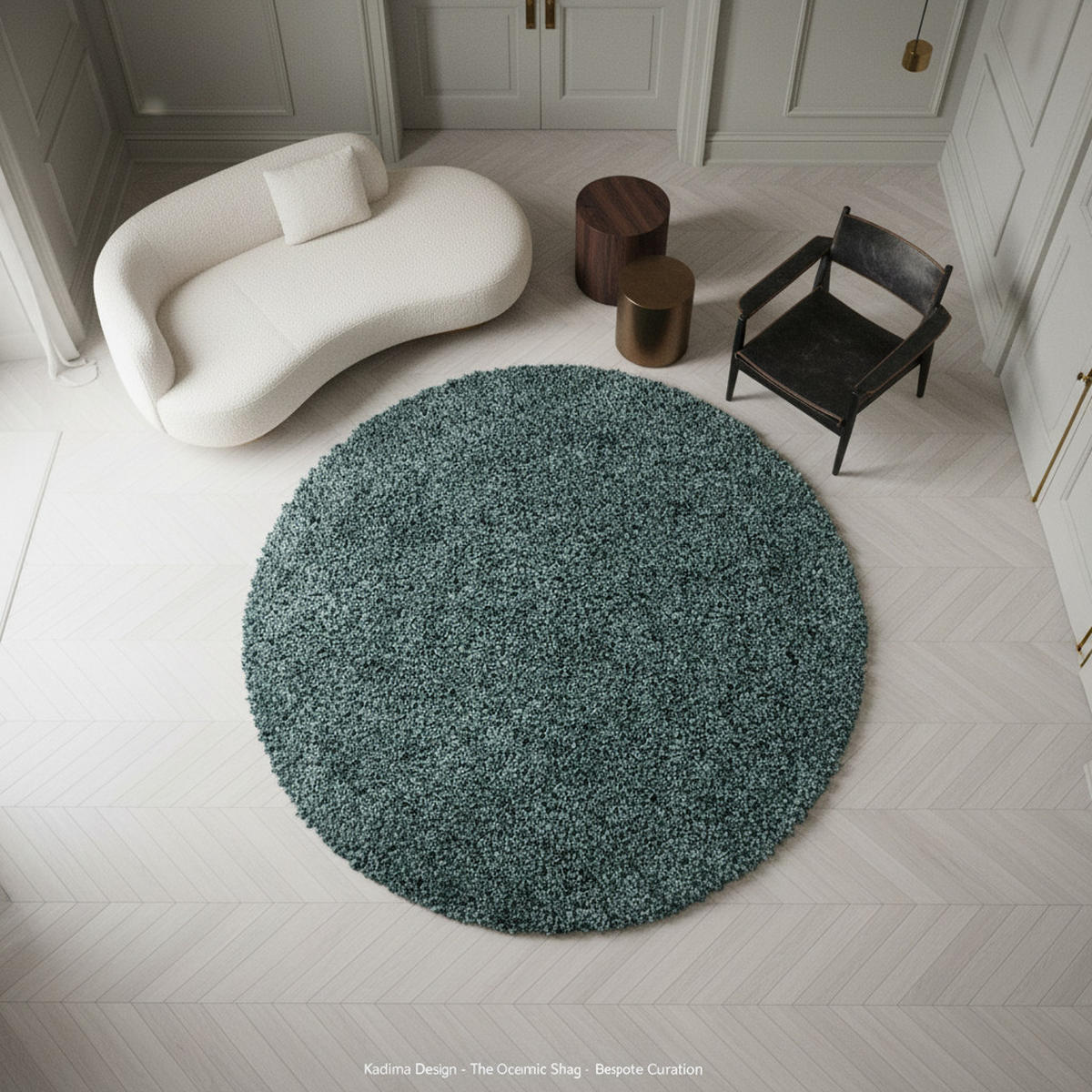 TEPPICH Hochflor Shaggy Uni-Look Polypropylen Wohnzimmer Türkis Rund 120x120 - Blau, Textil (120/120cm) - KADIMA DESIGN