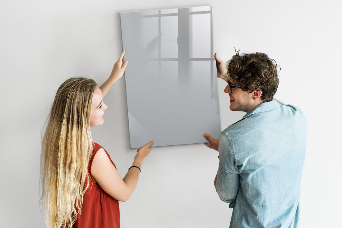 MAGNETTAFEL 60x90 Hellgrau schwarzer Marker - Hellgrau, Glas (60/0.4/90cm) - TULUP