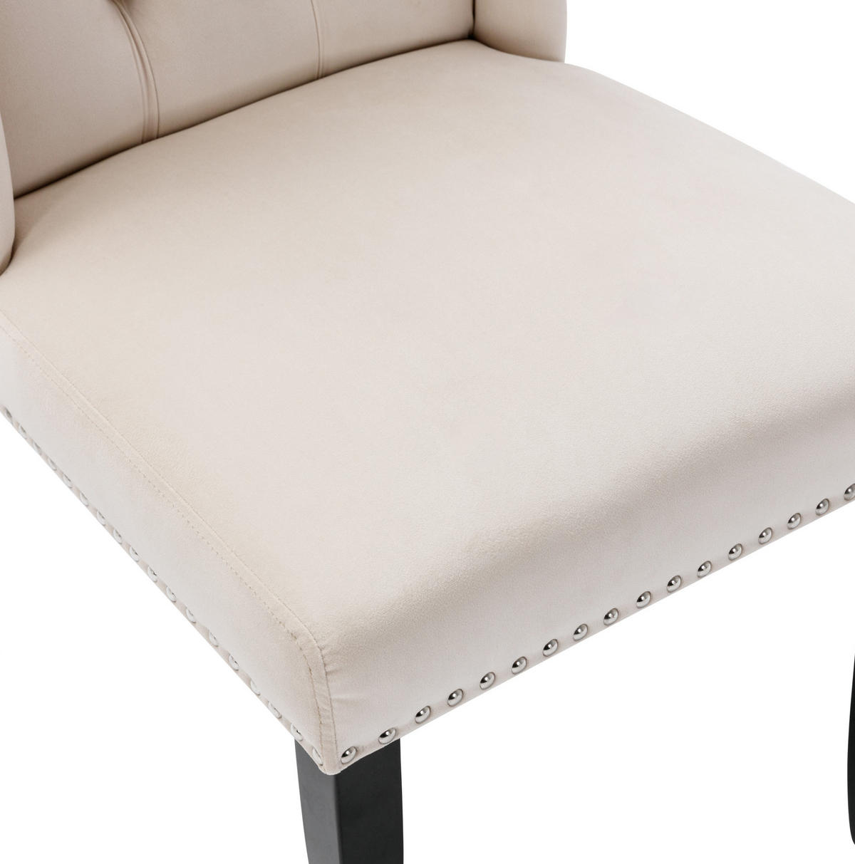 ESSZIMMERSTUHL 2er-Set gepolstert Samt Beige mit Eichenbeinen - Beige, Metall (45/100/61cm) - Meubliv