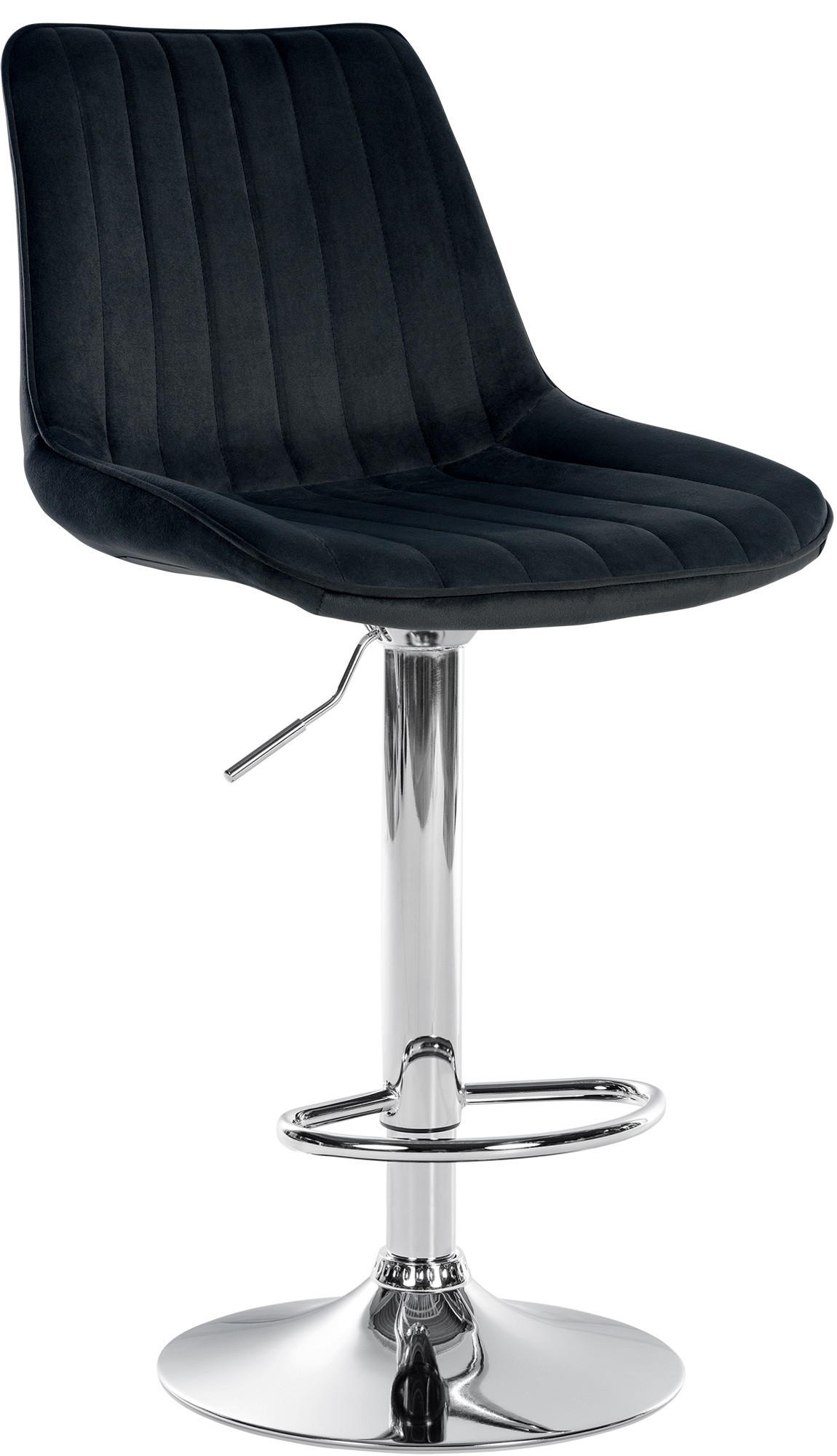 BARHOCKER Samt schwarz - Chromfarben/Schwarz, Textil/Metall (49.5/91/50cm) - CLP