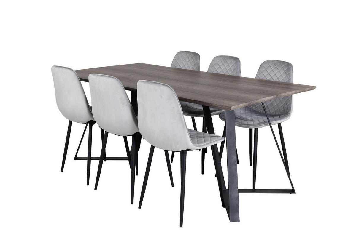 TISCHGRUPPE Grau - Grau, Holzwerkstoff (90/75/180cm) - ebuy24