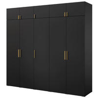 DREHTÜRENSCHRANK mit Aufsatz Napoli 5D 250 Schwarz (schwarzer oder goldener Griff) - Silberfarben/Schwarz, Holzwerkstoff/Kunststoff (250/35/60cm) - mzm24