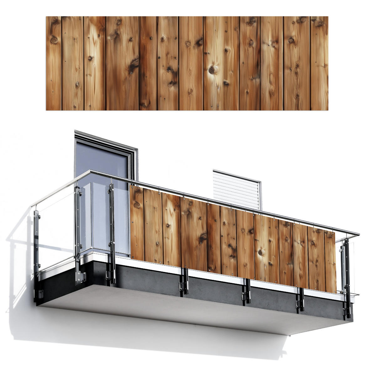 BALKON-SICHTSCHUTZ Holz - Regale - Braun - Buchefarben, Kunststoff (300/100cm) - MuchoWow