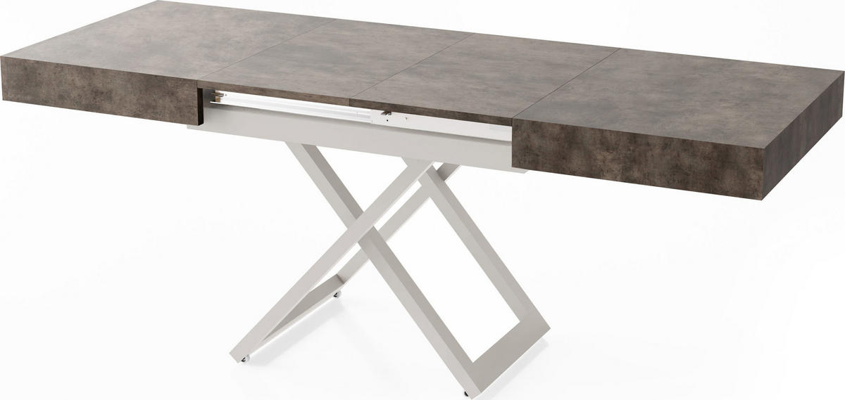 COUCHTISCH Cavetta U höhenverstellbar ausziehbar, Dunkelgrauer Chicago Beton 120-200/80/27-76 cm - Kaschmir/Dunkelgrau, Holzwerkstoff/Metall (80/200/76cm) - WFL GROUP