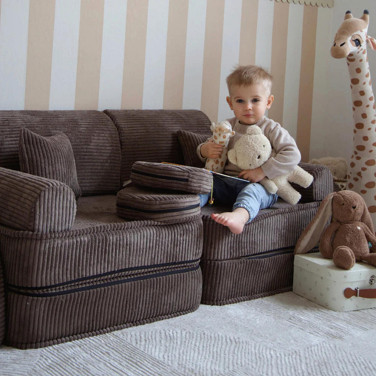KINDERSOFA AESTHETIC 120 cm Cord Braun 10 Stk - Braun, Textil (60/12.5/120cm) - MeowBaby
