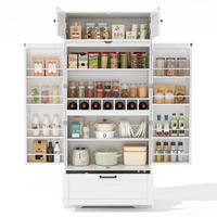 BUFFET 80/40/180 cm aus MDF mit Weinregal und verstellbaren Einlegeböden Weiß - Weiß, Holzwerkstoff (80/180/40cm) - Modenvie