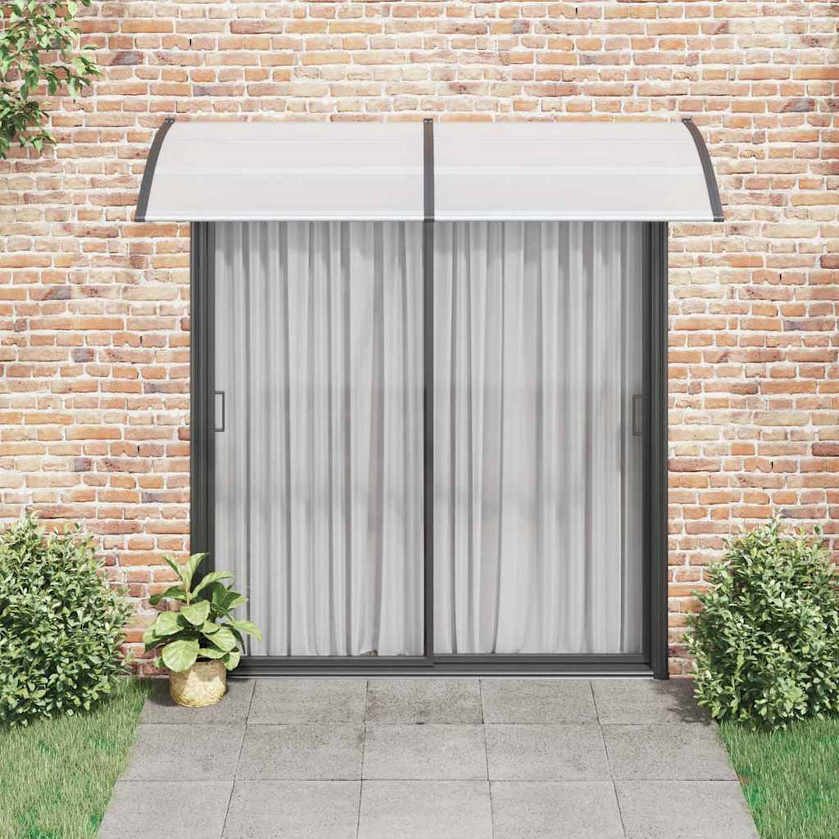 TÜRVORDACH 240/100 Cm Pc - Schwarz, Kunststoff (100/25/240cm) - vidaXL