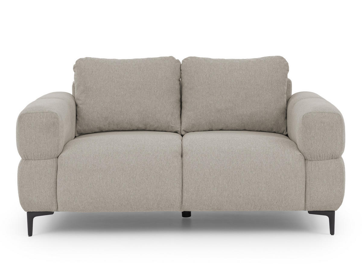 DVOJMIESTNA POHOVKA Cardea v bublinkovom vzhľade z mäkkej látky taupe štruktúrovanej - čierna/taupe, kov/drevo (154/80/97cm) - S-Style Möbel