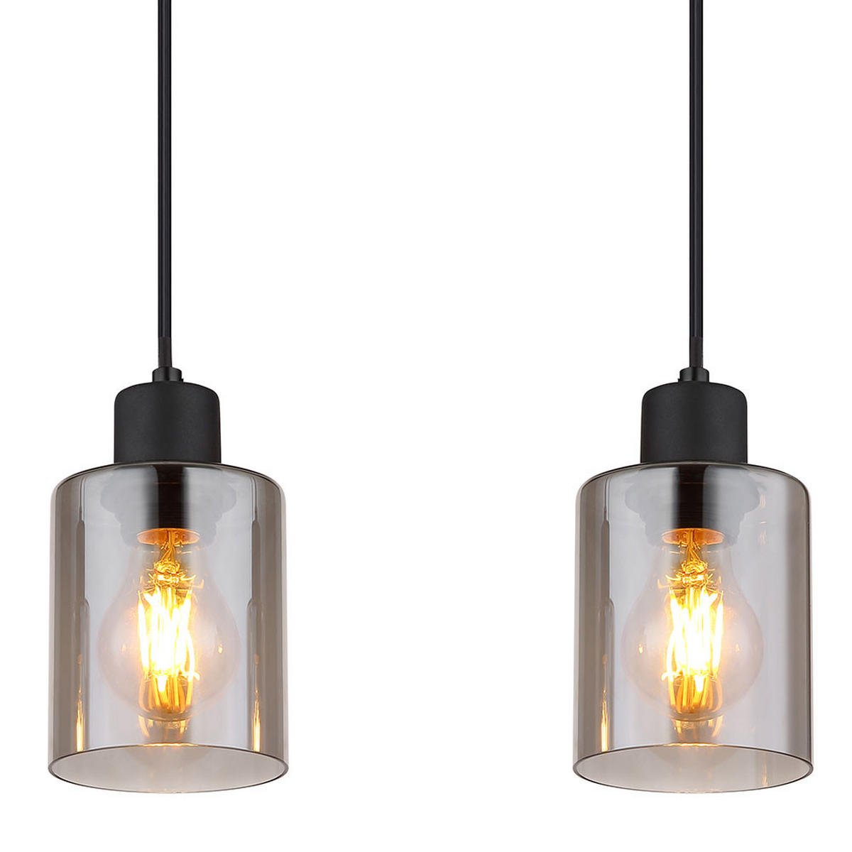 HÄNGELEUCHTE Holz Braun Glas rauchfarben - Braun, Holz (50/10/140cm) - Globo Lighting